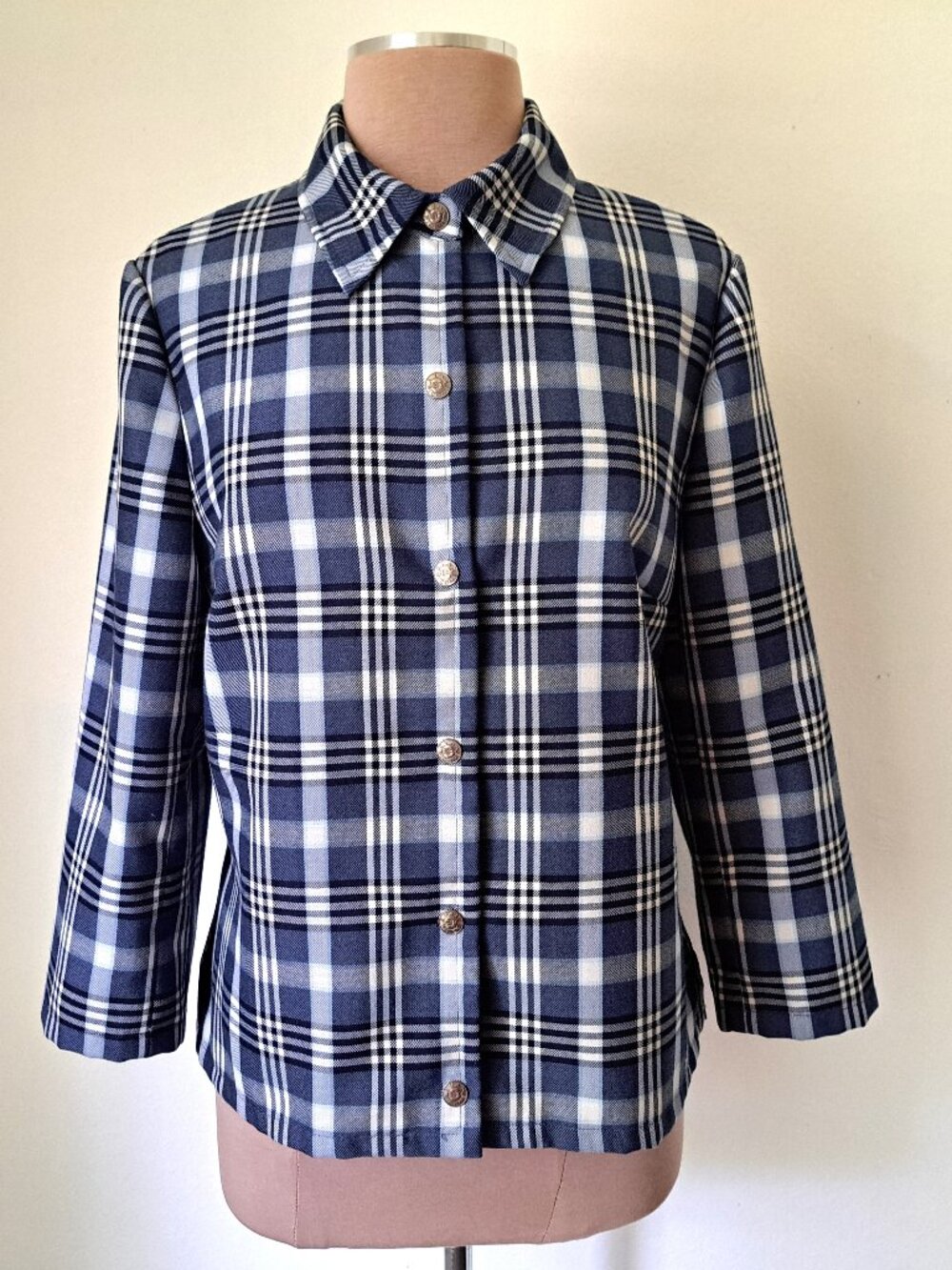 Evan Picone Women's Blue/Plaid Jacket Long Sleeve Size 12